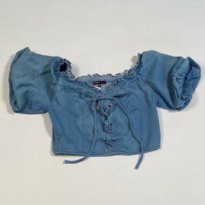 Off the shoulder jean crop top